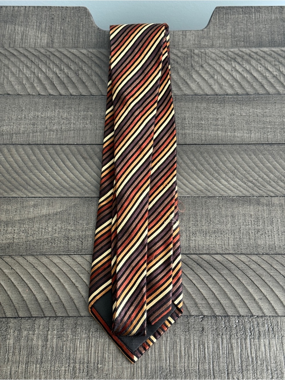 Vintage Daniel Gray Striped Silk Men's Tie in Brown Tones - Picture 2 of 6